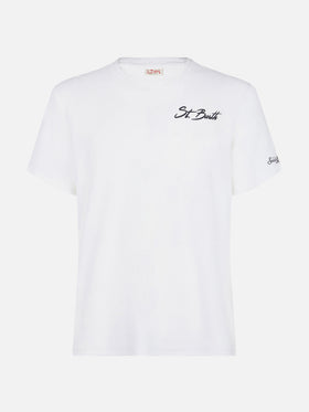 Herren-T-Shirt aus Baumwolle mit St. Barth-Surf-Print