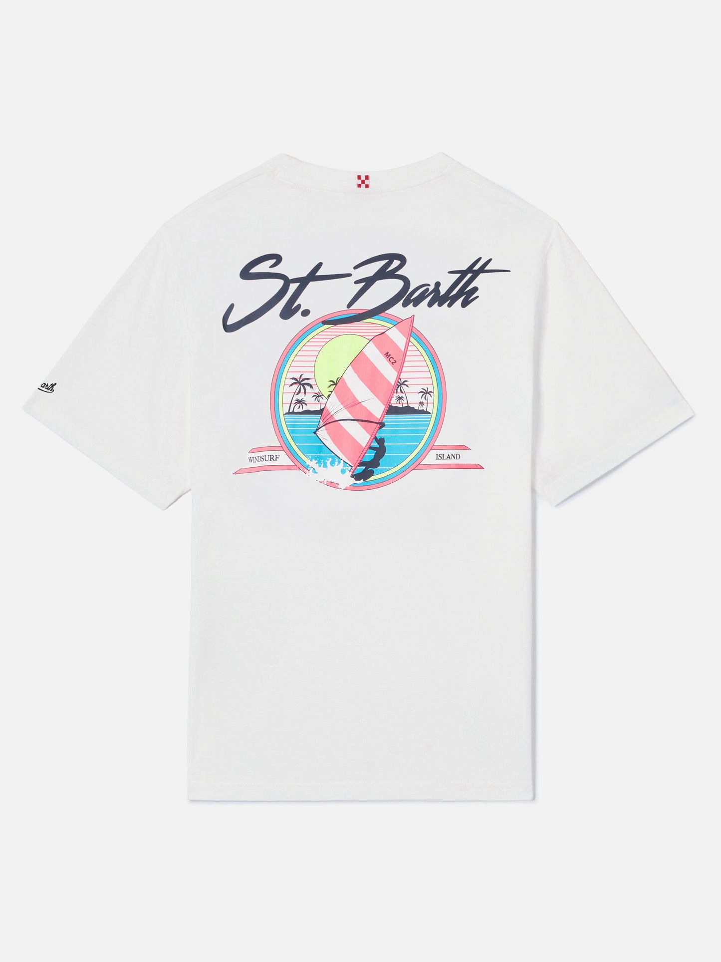Herren-T-Shirt aus Baumwolle mit St. Barth-Surf-Print