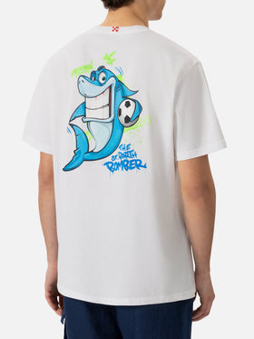 Cotton T-shirt with Cryptopuppets Shark bomber print | CRYPTOPUPPETS SPECIAL EDITION - MC2 Saint Barth
