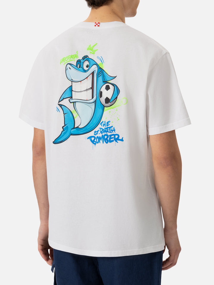 Cotton T-shirt with Cryptopuppets Shark bomber print | CRYPTOPUPPETS SPECIAL EDITION - MC2 Saint Barth