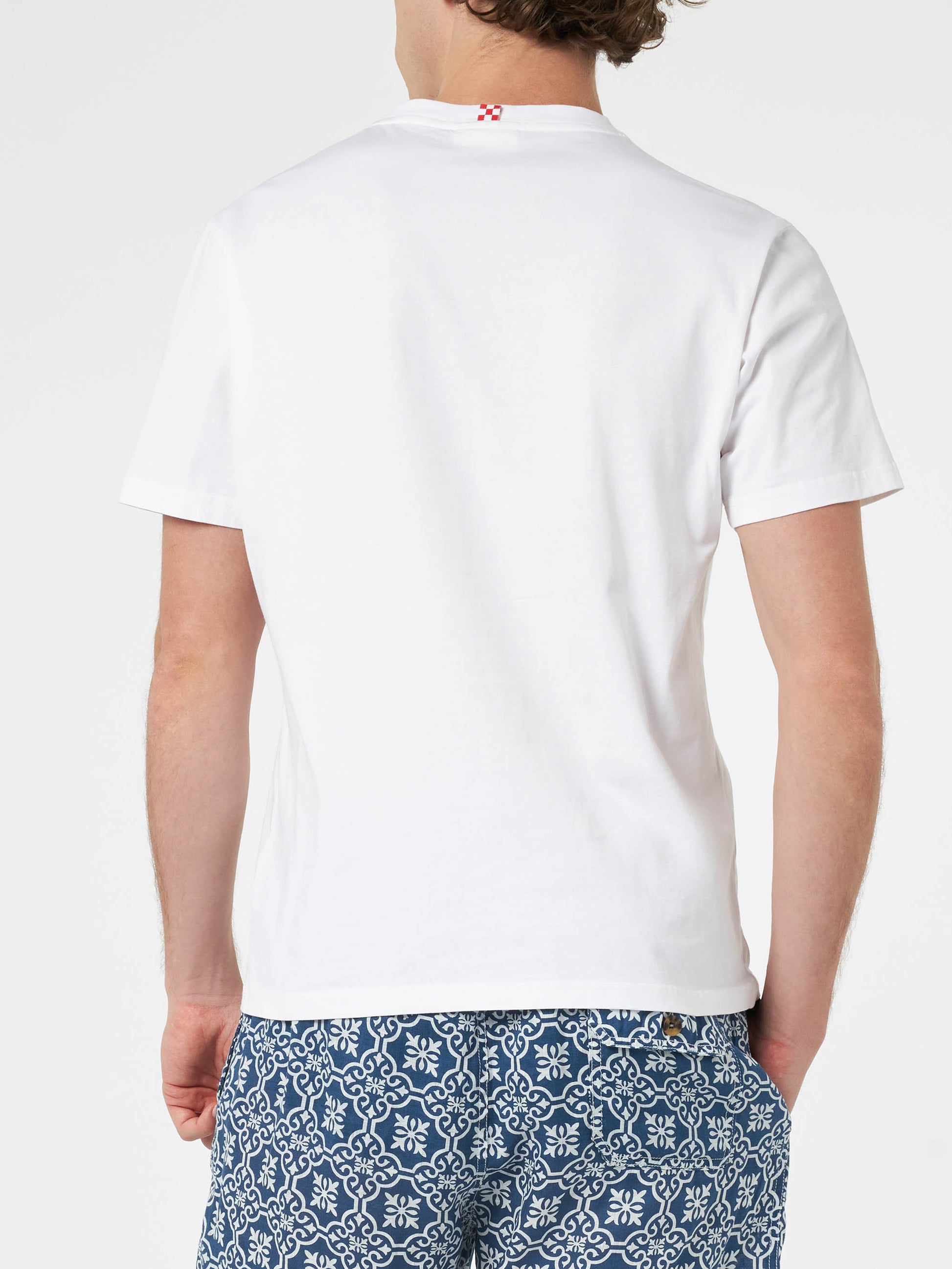 Man cotton t-shirt with Me ne vado in un lambo embroidery and car placed print - MC2 Saint Barth