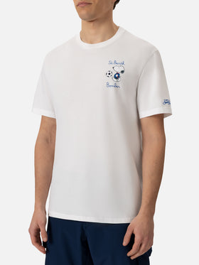 Organic cotton T-shirt with St. Barth Snoopy bomber embroidery | SNOOPY PEANUTS® SPECIAL EDITION - MC2 Saint Barth