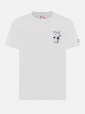 Organic cotton T-shirt with St. Barth Snoopy bomber embroidery | SNOOPY PEANUTS® SPECIAL EDITION - MC2 Saint Barth