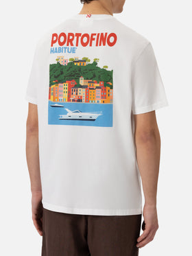 Cotton T-shirt with Portofino postcard print - MC2 Saint Barth