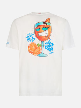 Man cotton t-shirt with Cryptopuppets Spritz front and back placed print | CRYPTOPUPPETS SPECIAL EDITION - MC2 Saint Barth