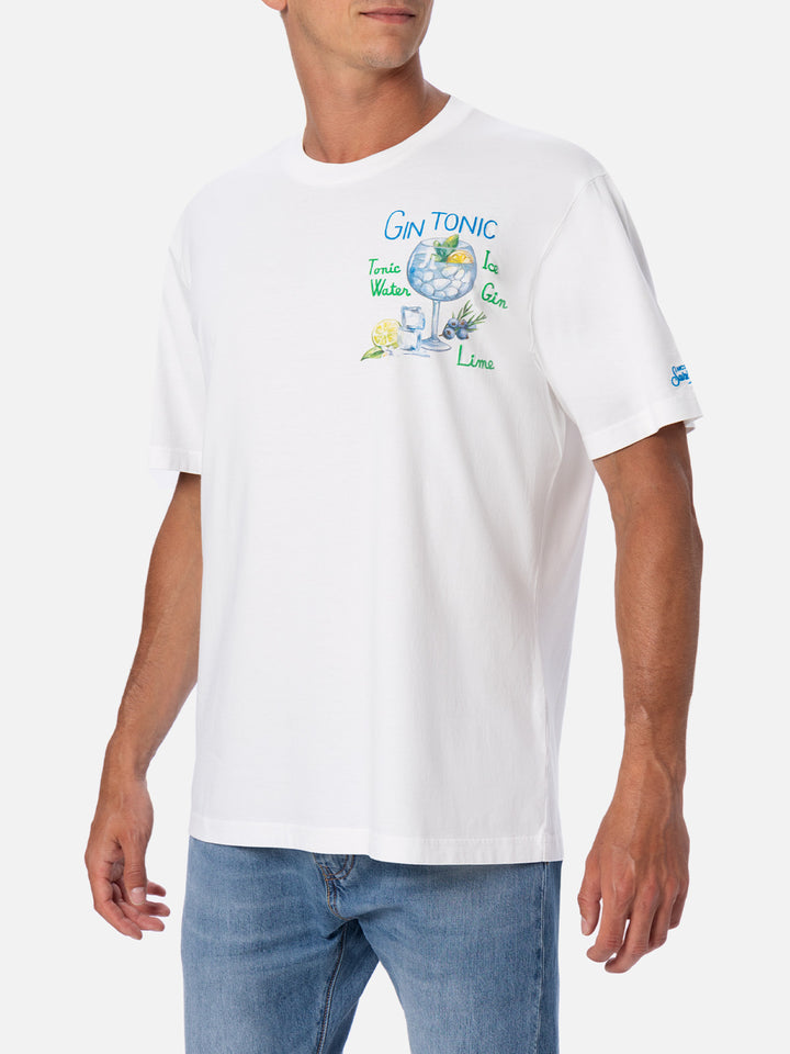 Man cotton t-shirt with gin tonic print and embroidery - MC2 Saint Barth