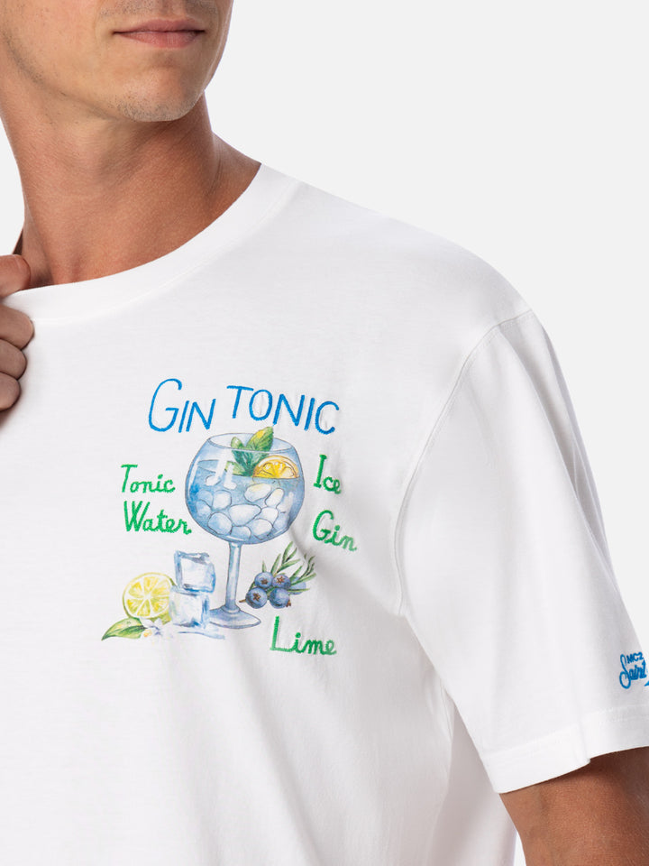 Man cotton t-shirt with gin tonic print and embroidery - MC2 Saint Barth