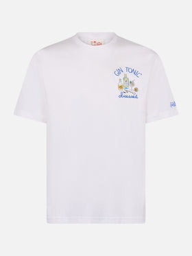 Man cotton t-shirt with Gin Tonic obsessed embroidery - MC2 Saint Barth