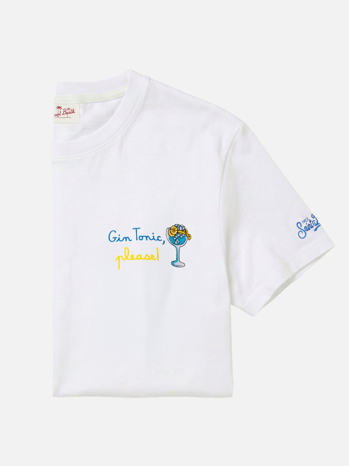 T-shirt en coton biologique avec broderie gin tonic, please! 