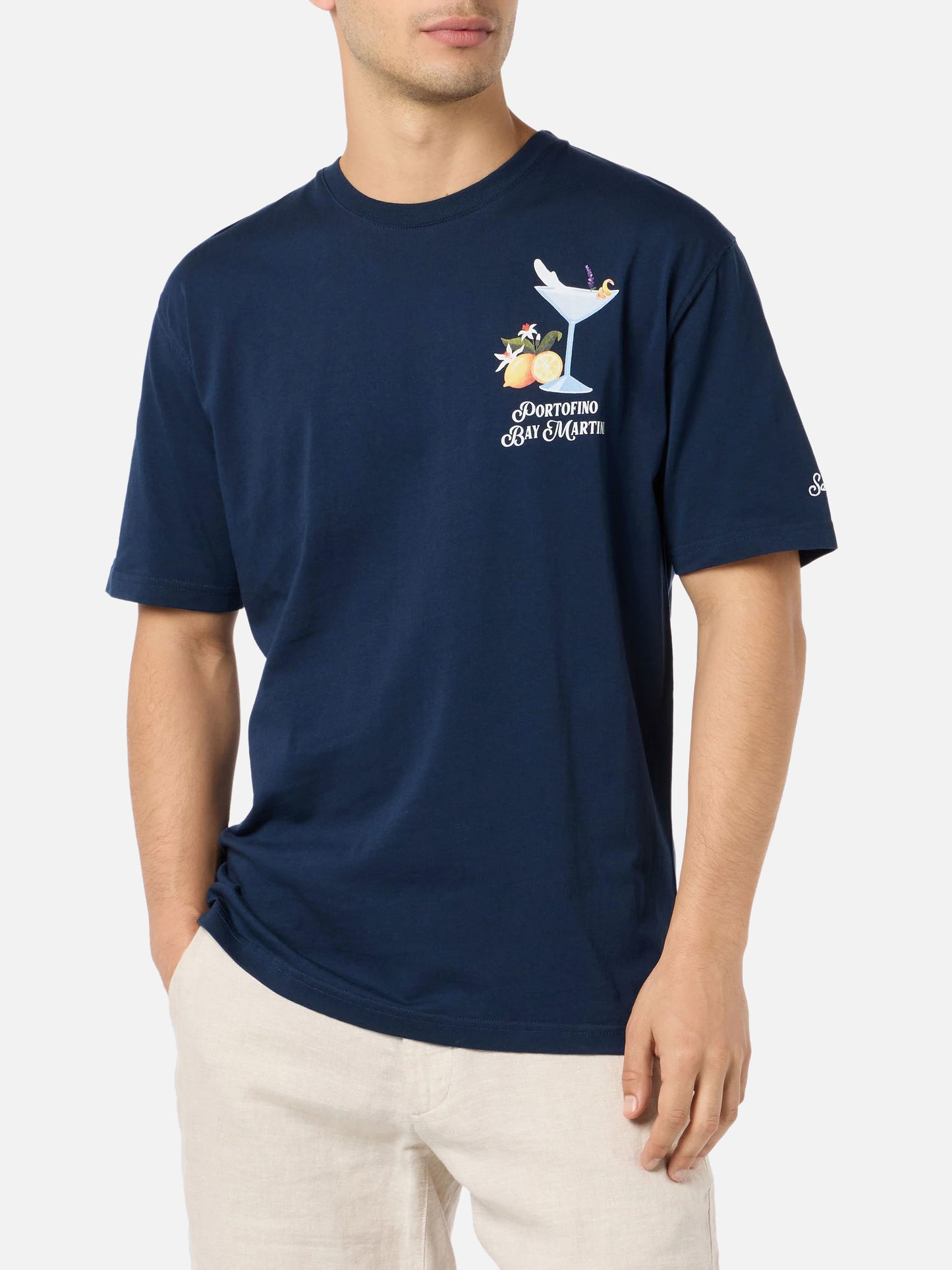 T-shirt Portofino Bay Martini con stampa blu | Special Edition