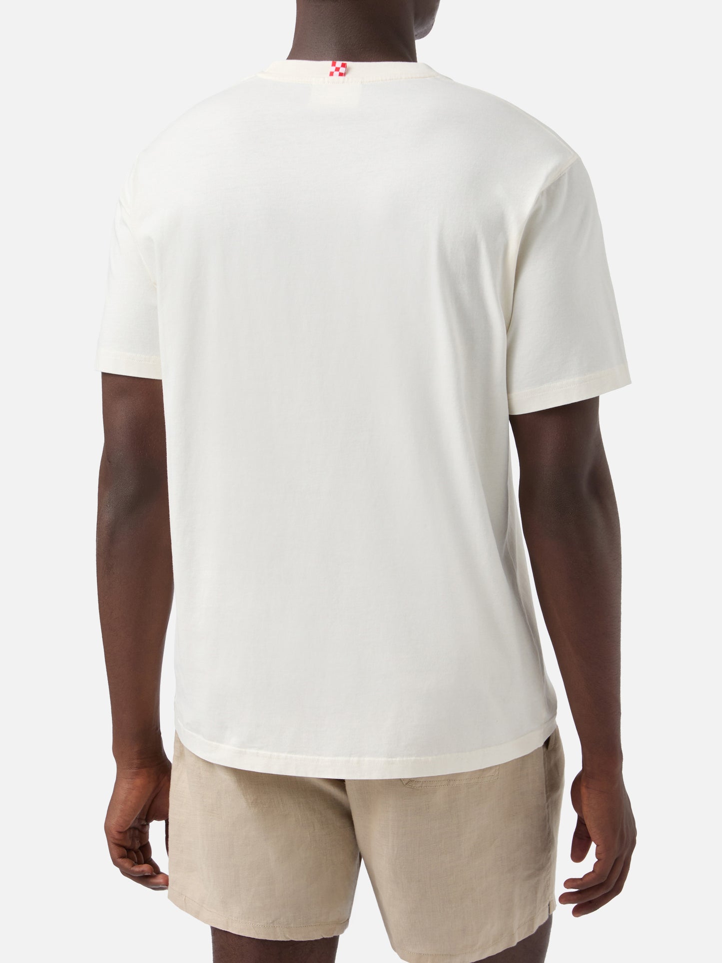 Herren-T-Shirt aus Baumwolle mit platziertem Happy Hour-Aufdruck