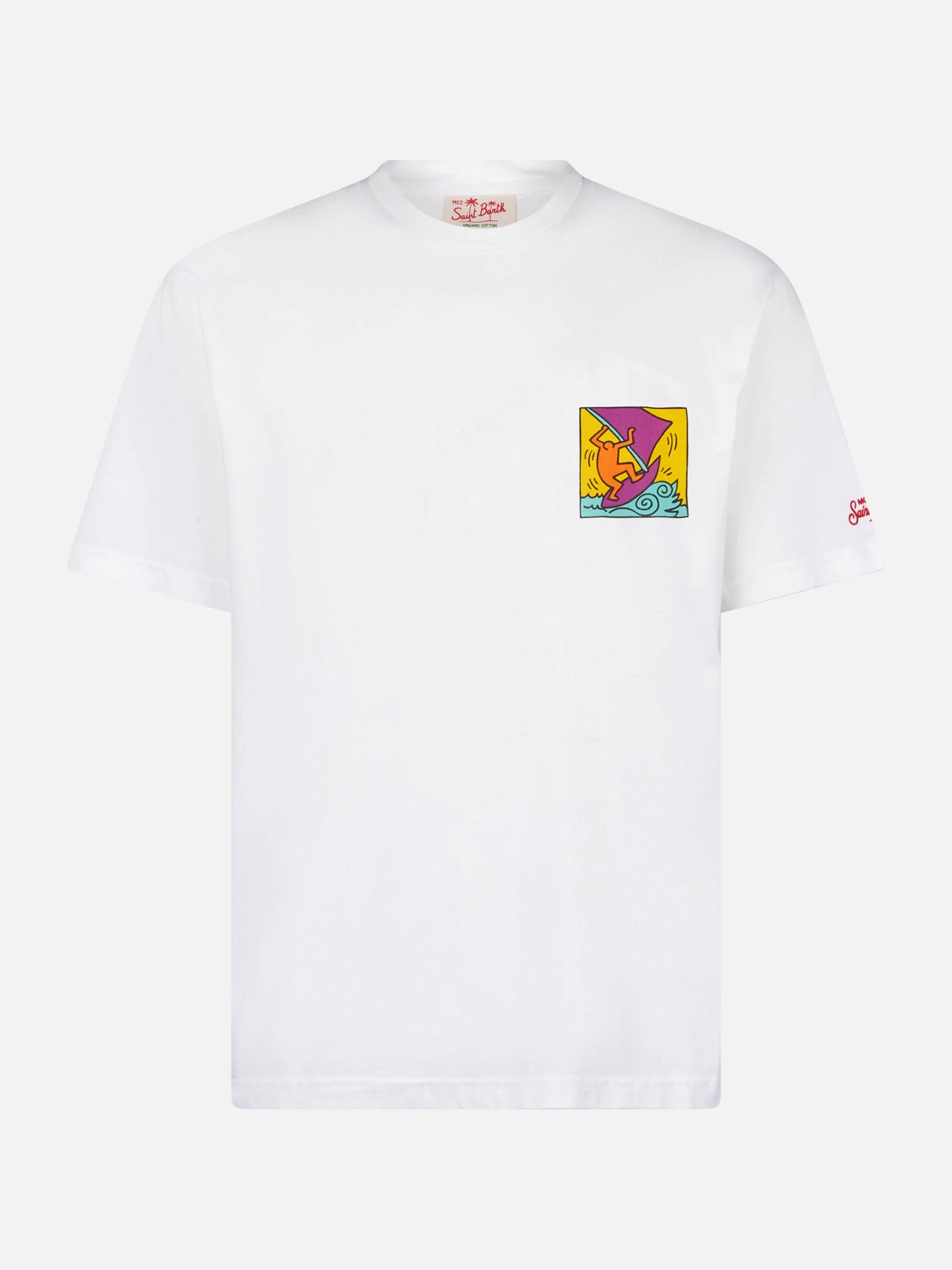 Baumwoll-T-Shirt für Herren mit Aufdruck im Keith-Haring-Design auf der Vorder- und Rückseite | KEITH HARING SONDERAUSGABE