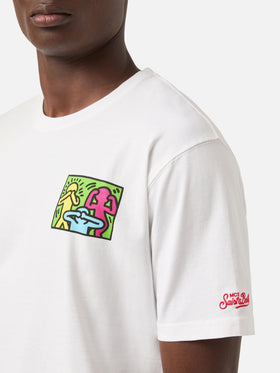 Baumwoll-T-Shirt für Herren mit Aufdruck im Keith-Haring-Design auf der Vorder- und Rückseite | KEITH HARING SONDERAUSGABE