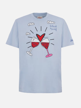 Camiseta Britto con estampado de gafas y bordado en azul claro | Special Edition 