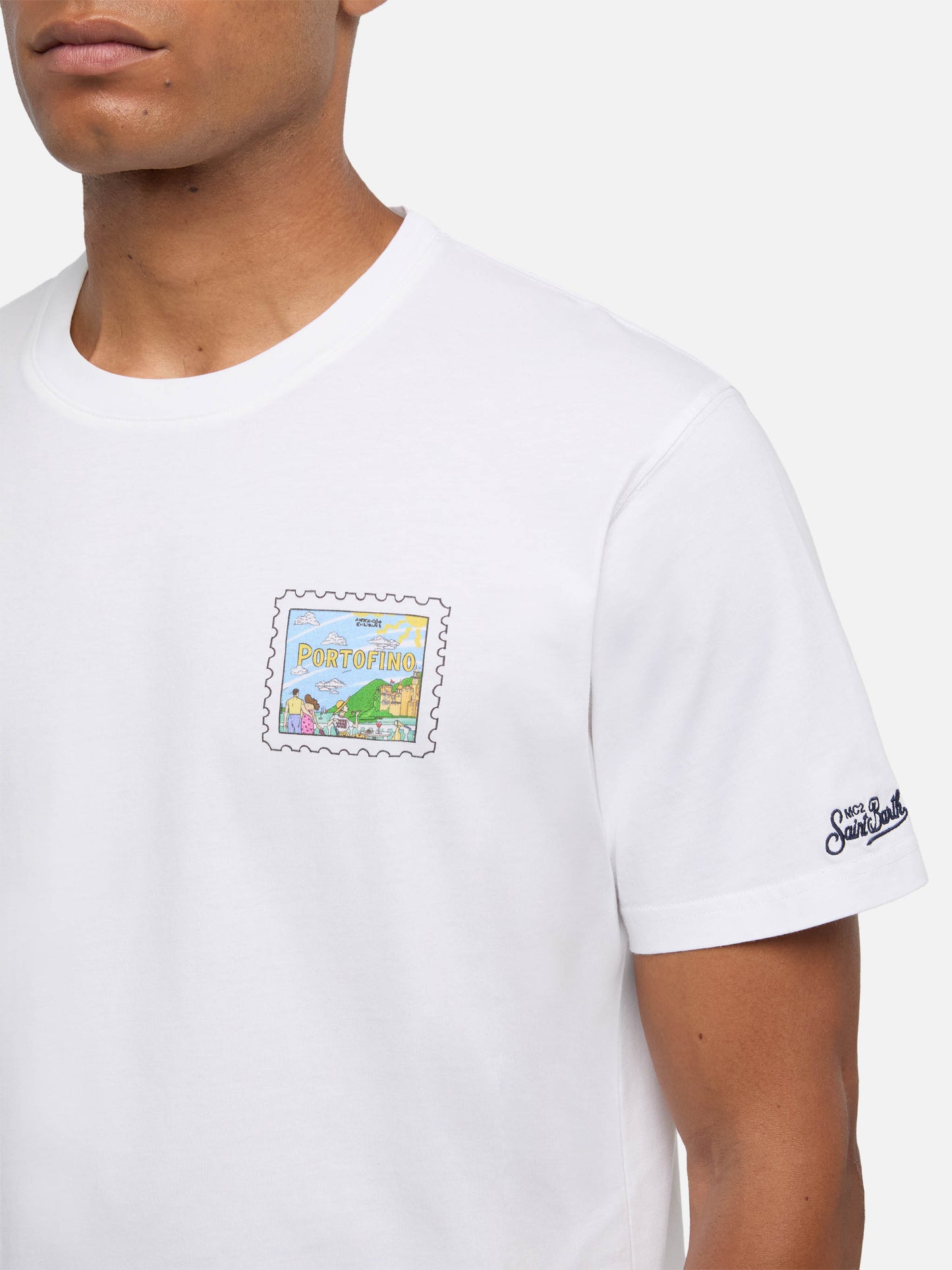 Baumwoll-T-Shirt mit Portofino-Postkartenmotiv | ALESSANDRO ENRIQUEZ SONDEREDITION