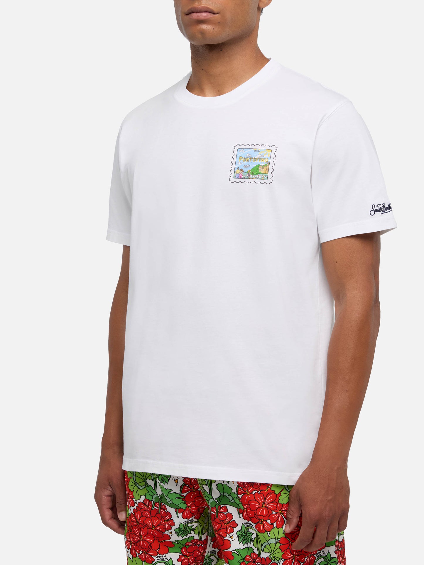 Baumwoll-T-Shirt mit Portofino-Postkartenmotiv | ALESSANDRO ENRIQUEZ SONDEREDITION