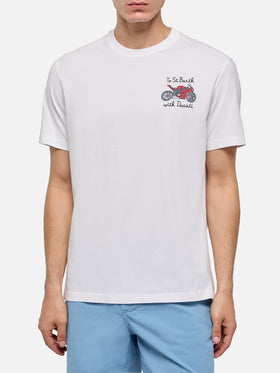 Cotton T-shirt with To St. Barth with Ducati embroidery | DUCATI MOTORS® SPECIAL EDITION - MC2 Saint Barth