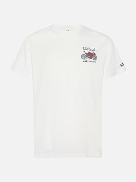Baumwoll-T-Shirt mit „To St. Barth with Ducati“-Stickerei | DUCATI MOTORS® SPECIAL EDITION