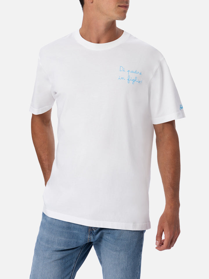 Man cotton t-shirt with Di Padre in Figlio embroidery | SS LAZIO SPECIAL EDITION - MC2 Saint Barth