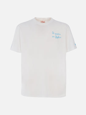 Man cotton t-shirt with Di Padre in Figlio embroidery | SS LAZIO SPECIAL EDITION - MC2 Saint Barth