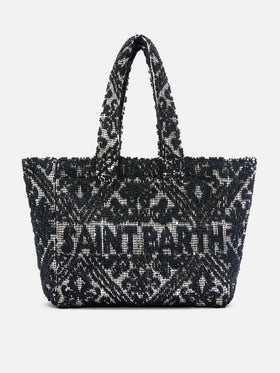 Cabas en coton tufté noir 