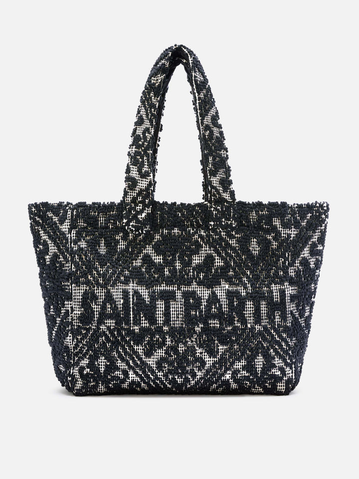 Bolso tote de algodón tufting negro 