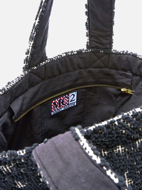 Cabas en coton tufté noir 