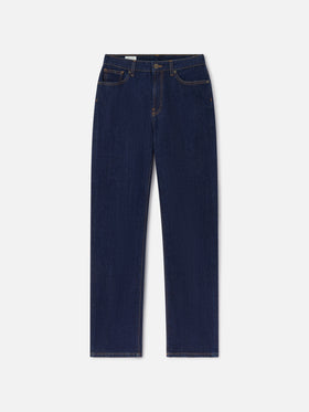 Pantaloni June blu in denim di cotone con ricamo monogramma SB