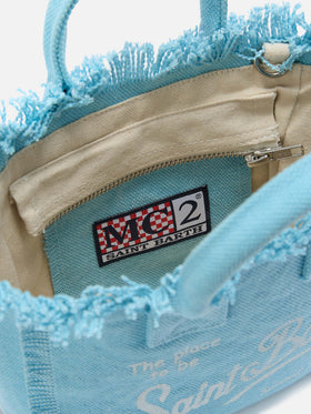 Mini bolso Vanity de lona en color liso azul claro 