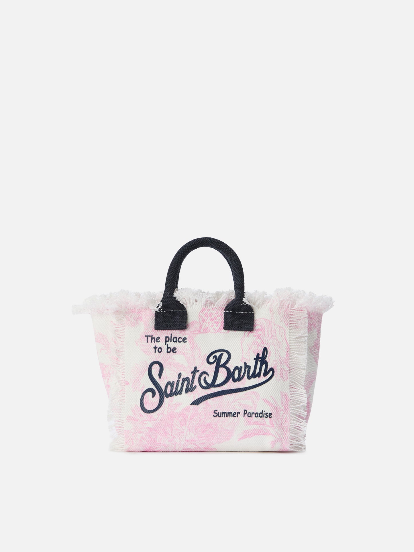 Canvas Vanity mini bag with pink toile de Jouy print