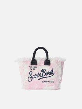 Canvas Vanity mini bag with pink toile de Jouy print