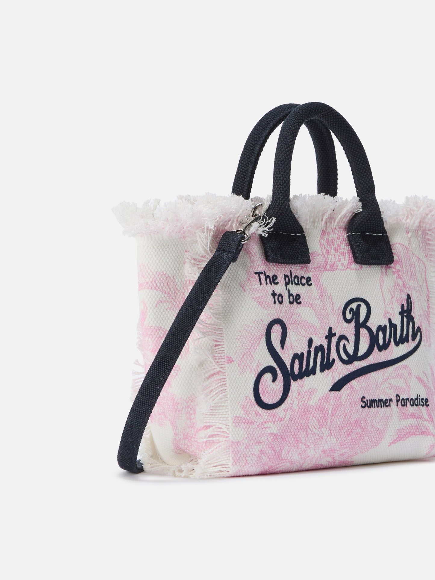 Canvas Vanity mini bag with pink toile de Jouy print