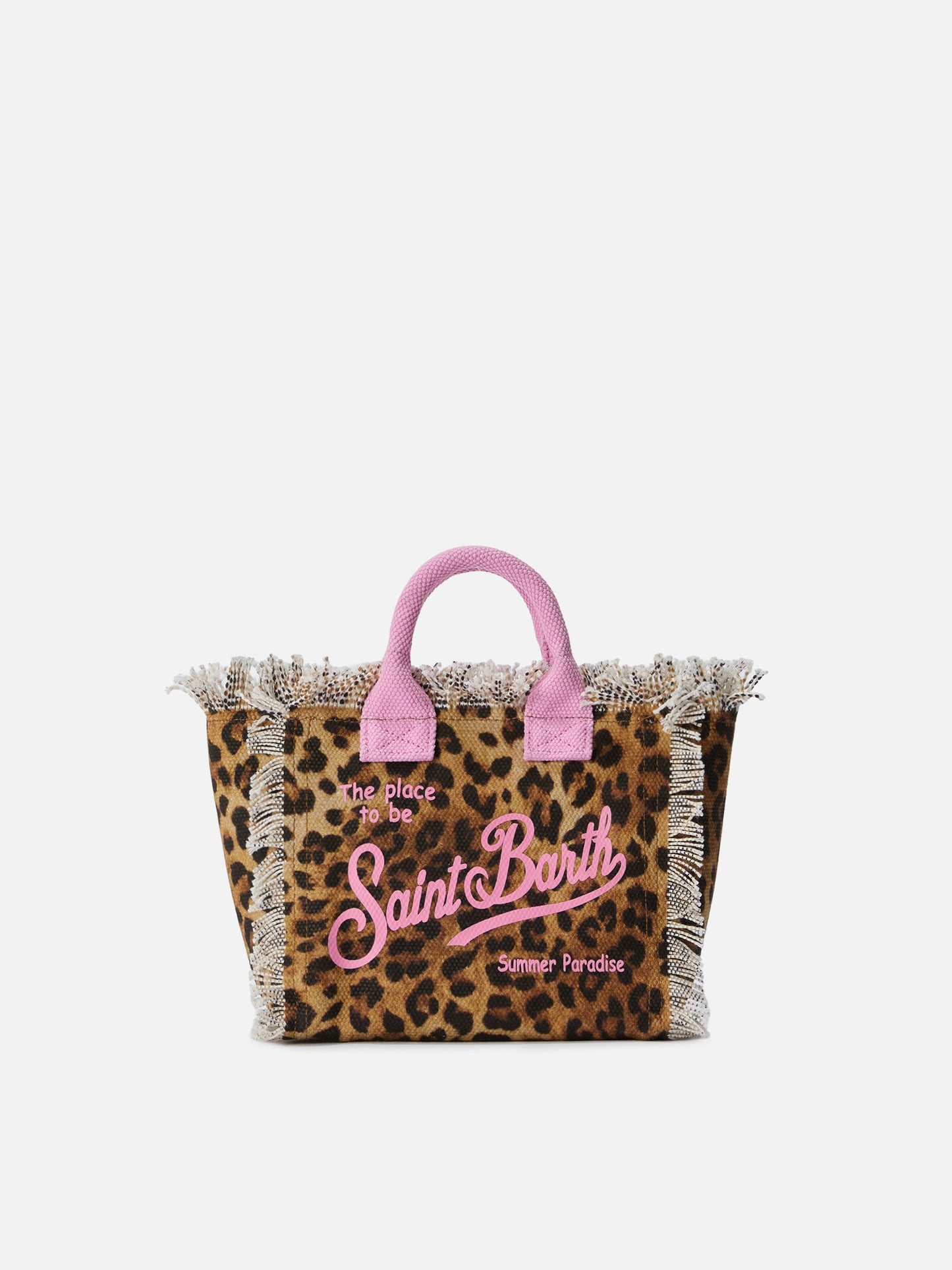 Leopard print canvas Vanity mini bag with pink details