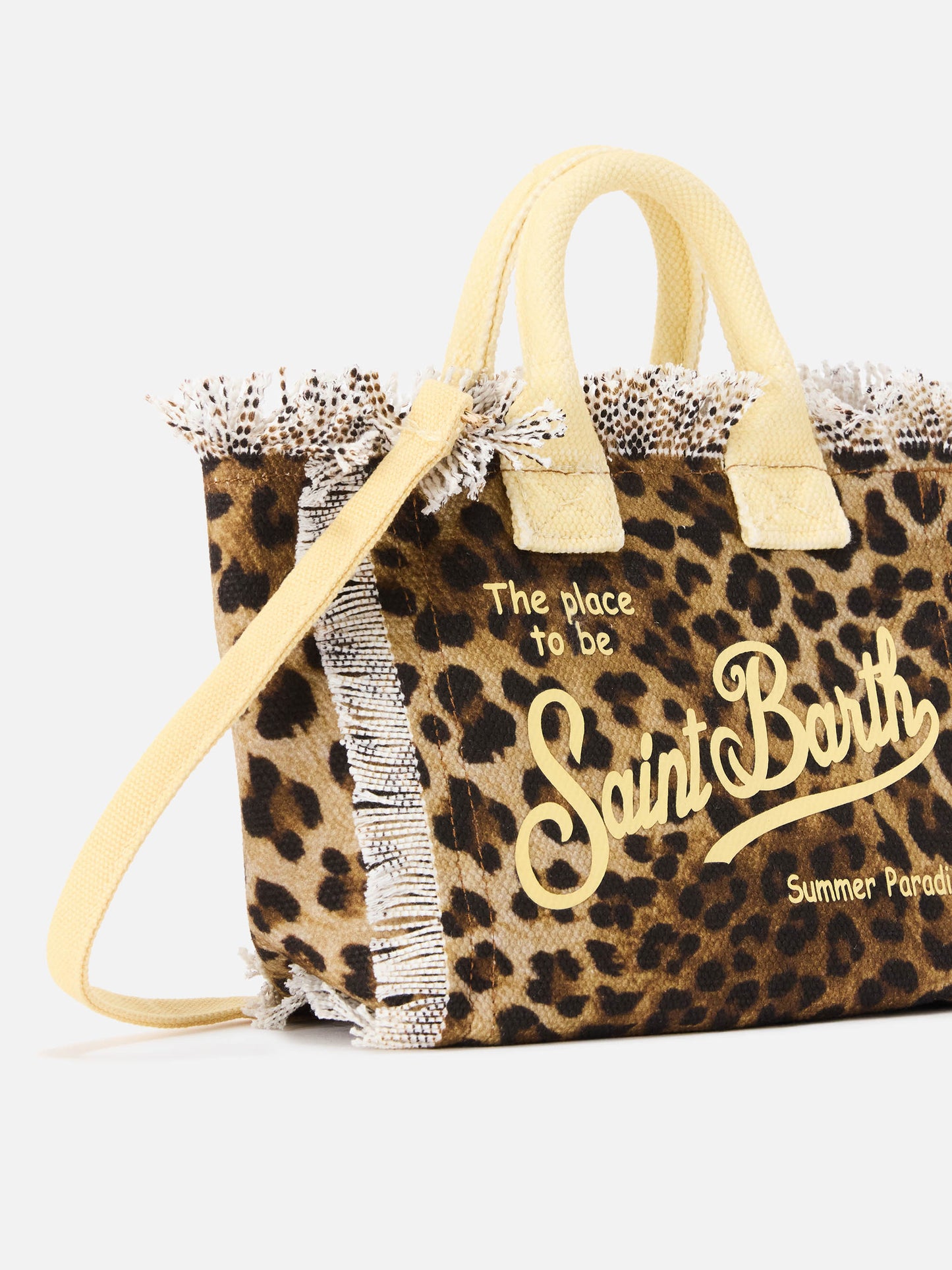 Leopard print canvas Vanity mini bag with yellow details