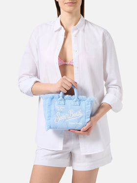 Borsa Vanity mini in tessuto effetto spugna con conchiglie in rilievo