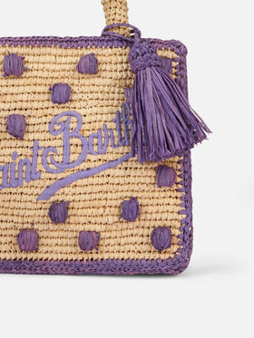 Beige natural Mini Vanity Raffia bag with polka dot appliqués - MC2 Saint Barth