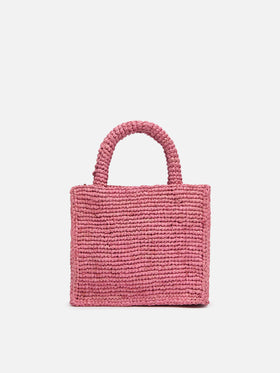 Pink Mini Vanity Raffia bag with Saint Barth embroidery - MC2 Saint Barth
