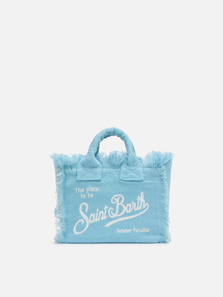 Mini Vanity light blue in 100% LINEN bag