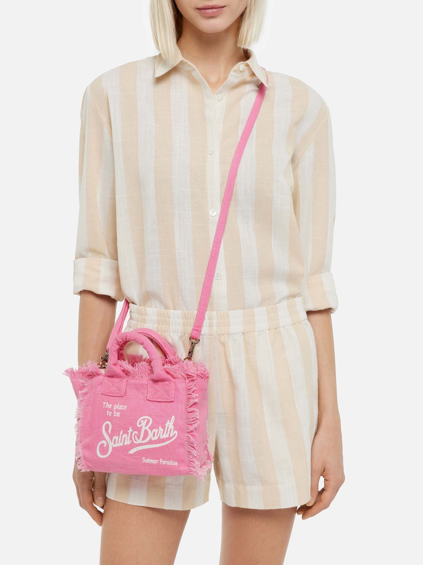 Mini Vanity pink Linen bag - MC2 Saint Barth