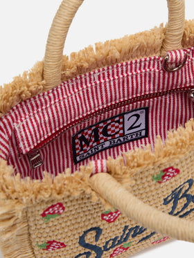 Mini Vanity Straw effect bag with strawberry patch applied - MC2 Saint Barth