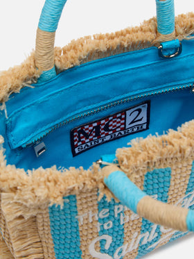Mini Vanity Straw effect bag with striped print - MC2 Saint Barth