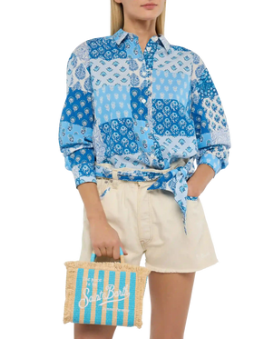 Mini Vanity Straw effect bag with striped print - MC2 Saint Barth