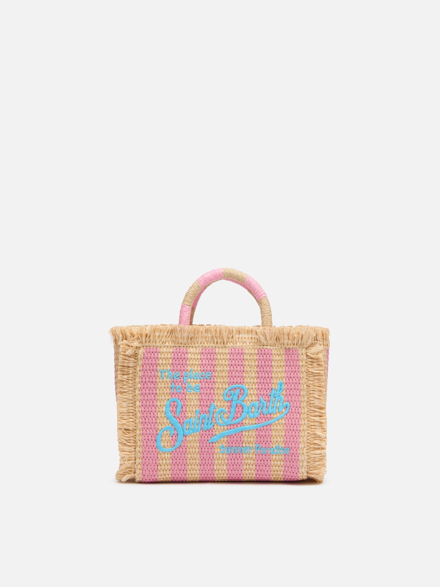 Mini Vanity Straw effect bag with striped print - MC2 Saint Barth