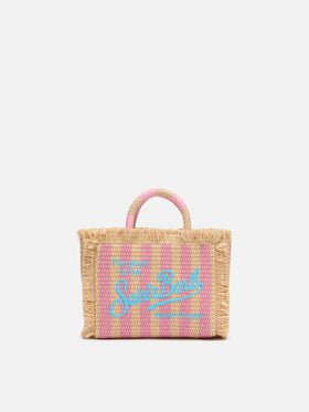 Mini Vanity Straw effect bag with striped print - MC2 Saint Barth