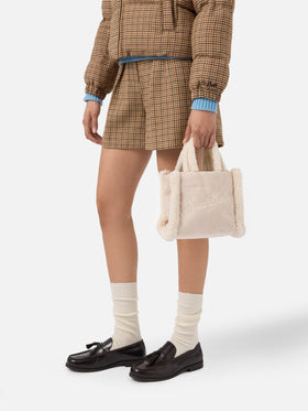Borsa Vanity Mini shearling beige