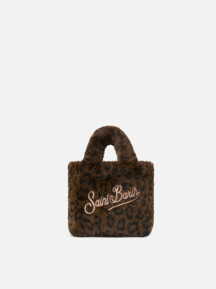 Mini sac Vanity Soft en fausse fourrure à imprimé léopard 