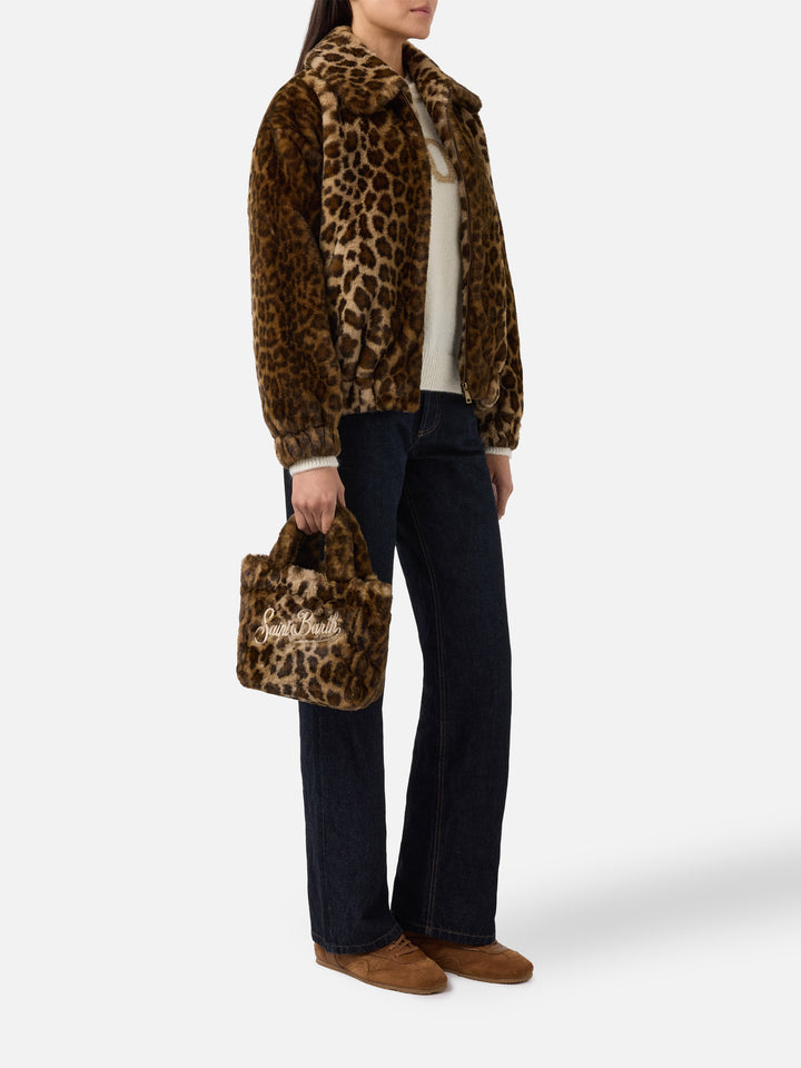 Vanity Mini Soft Handtasche aus Kunstfell mit Leopardenmuster