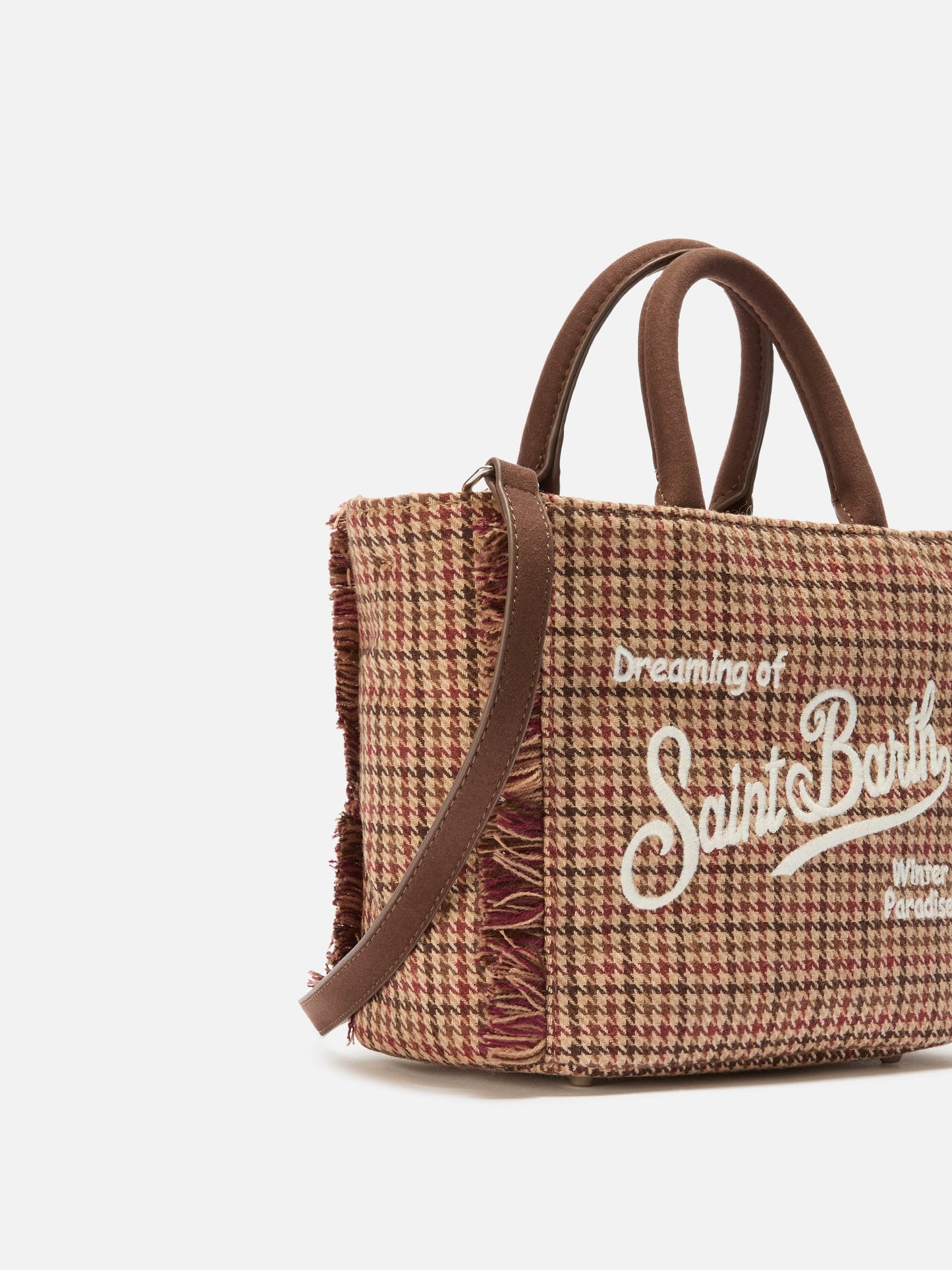 Bolso Vanity Mini Wool pied de poule burdeos 