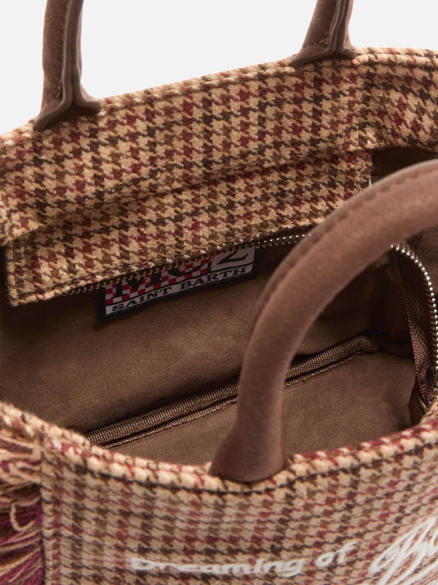 Bolso Vanity Mini Wool pied de poule burdeos 