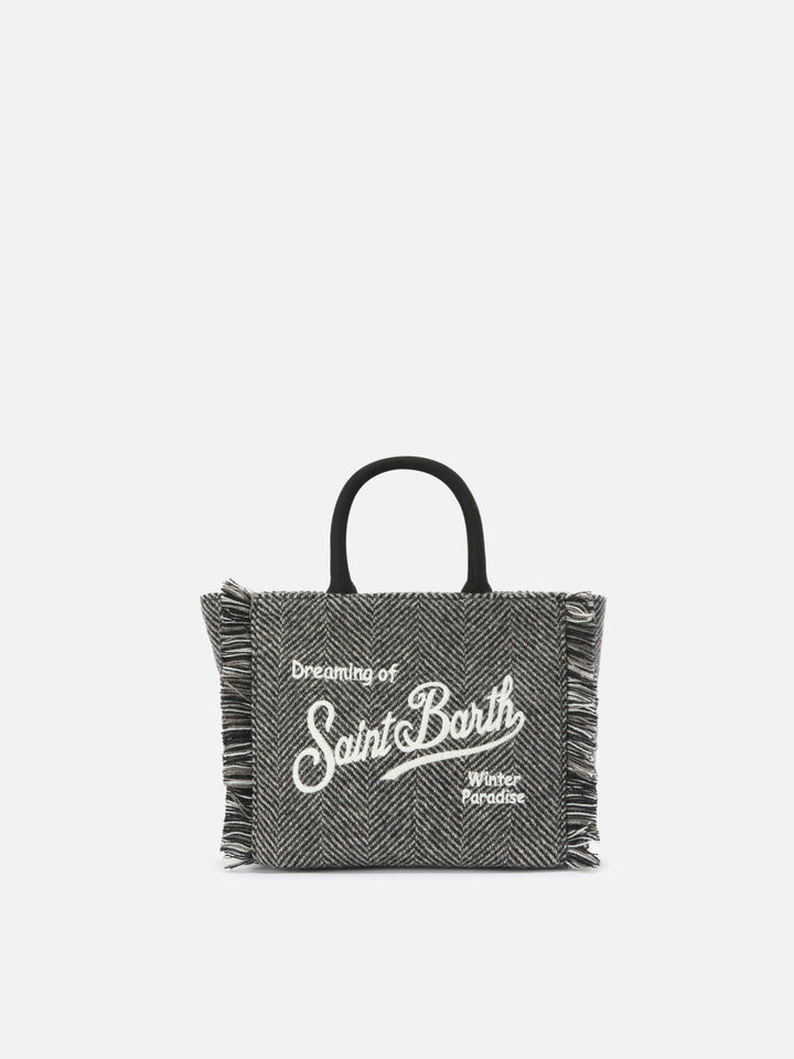 Vanity Mini Wool black and grey herringbone bag
